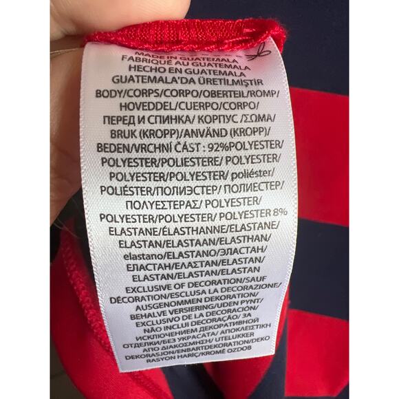 Polo Ralph Lauren Performance Shirt Boys Medium 10-12 Red White Blue Striped SS - Picture 5 of 6